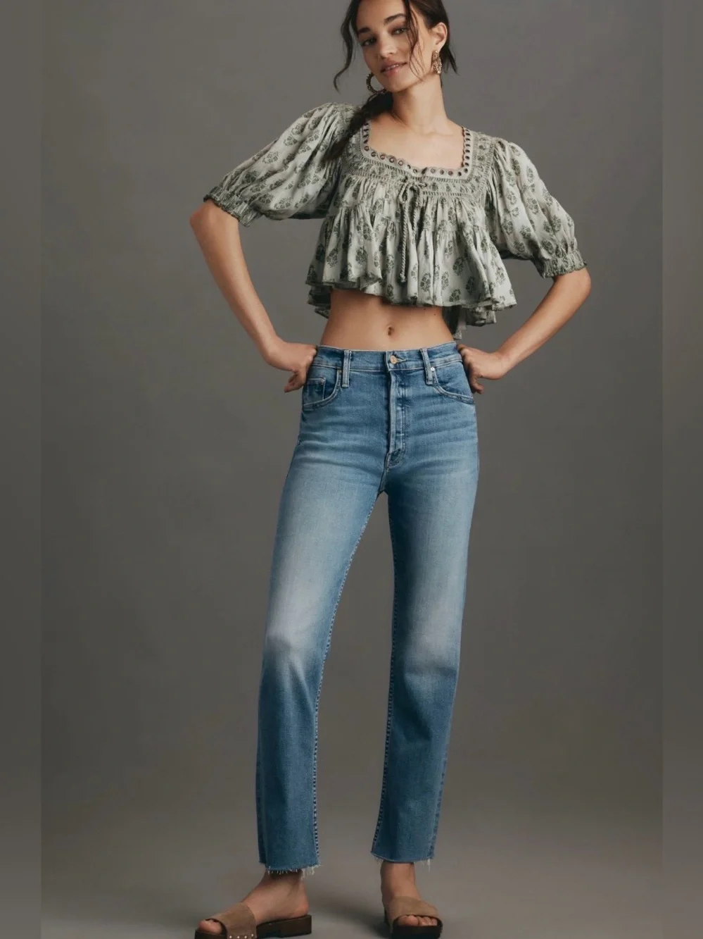 NEW MOTHER the tomcat flood jeans in tasty waves Sz 27
